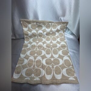 Coach Beige and White Monogram Patterned Infinity Scarf